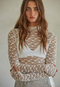 Ivory all lace sleeved top