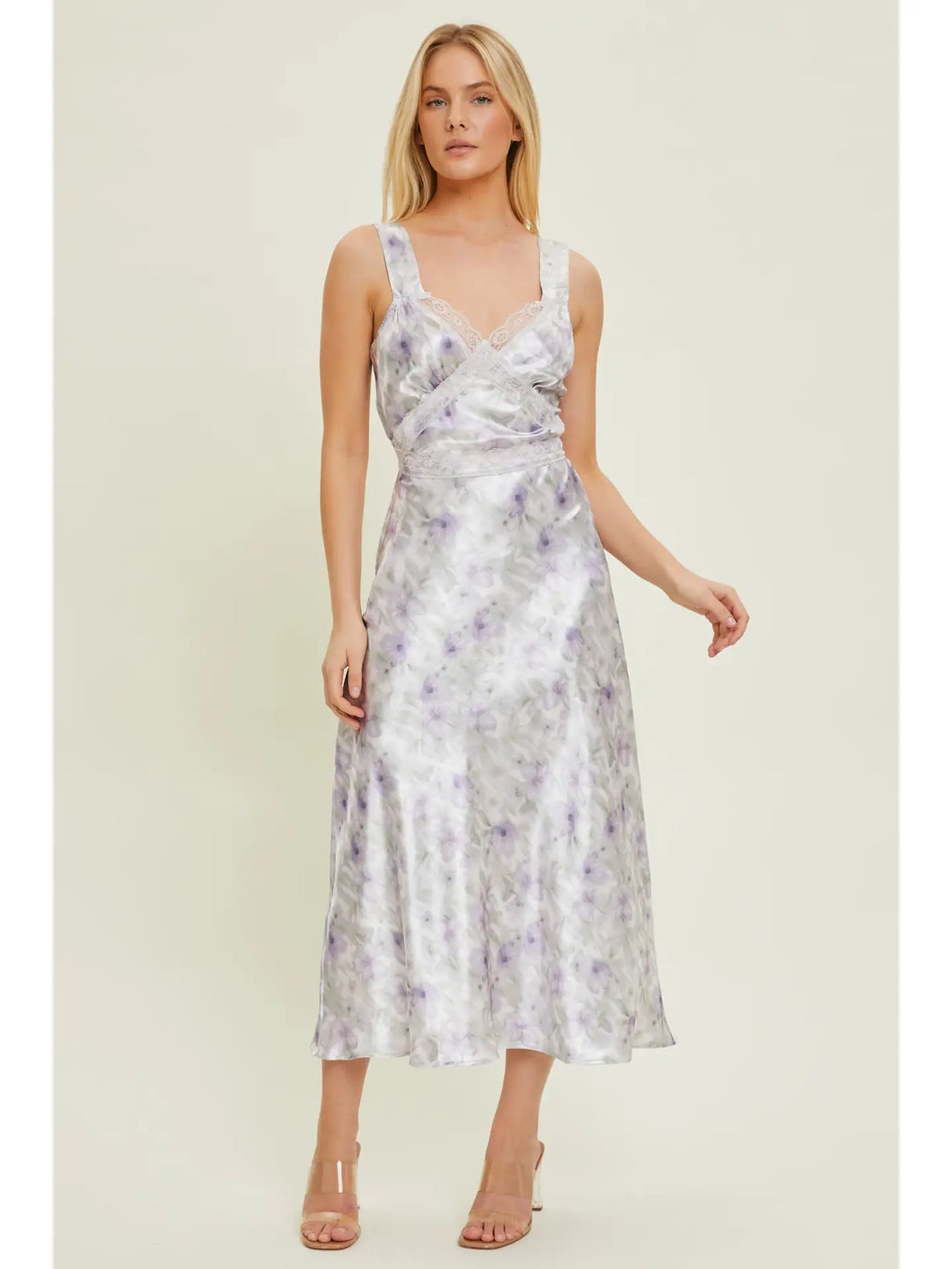 Lavender Spring Satin Dress