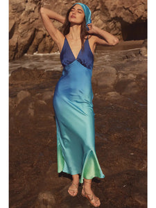 Ocean Blue Ombre Satin Dress