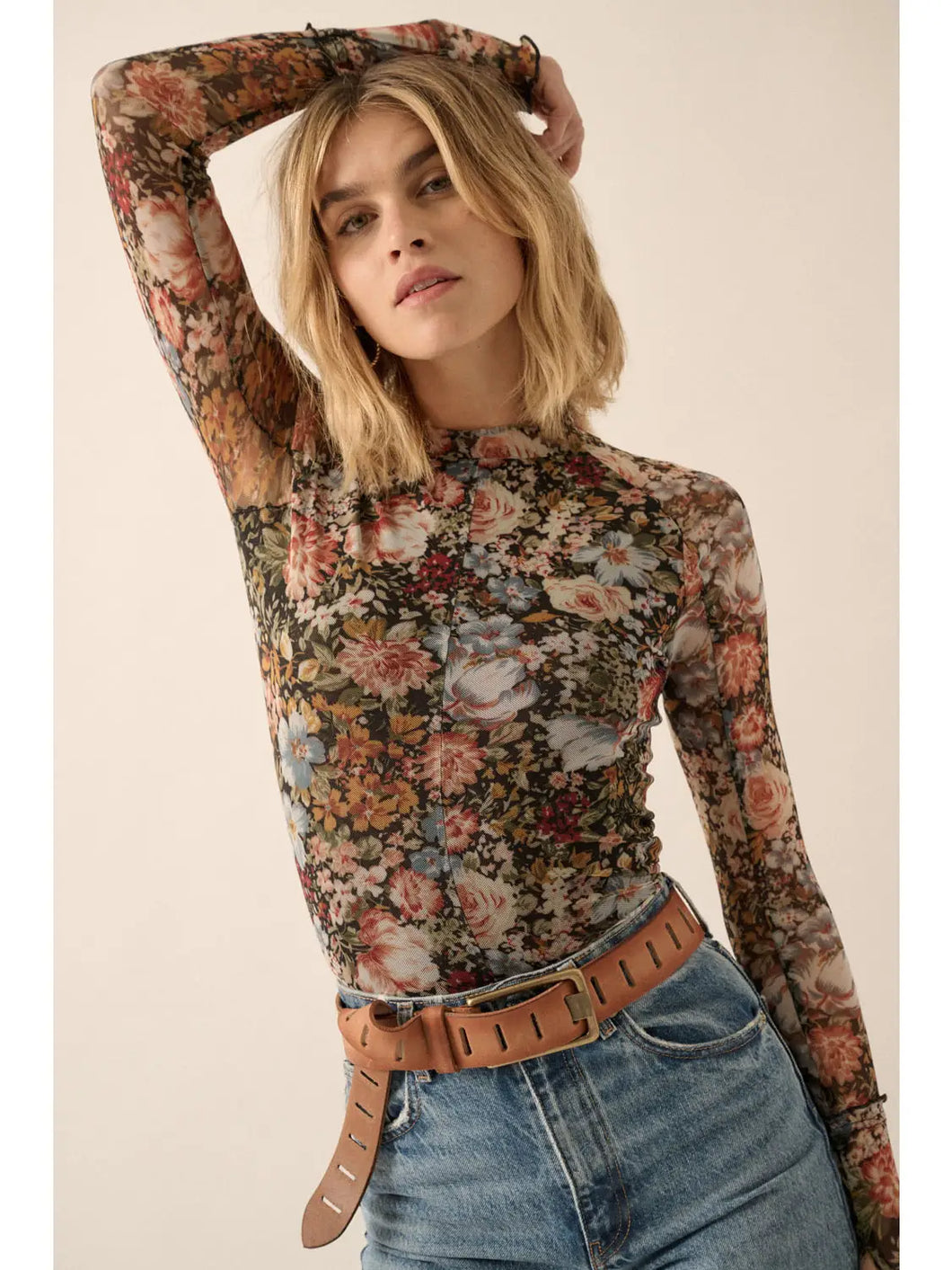 Perfect Floral Mesh Top