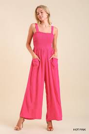 Hot Pink Linen Jumpsuit
