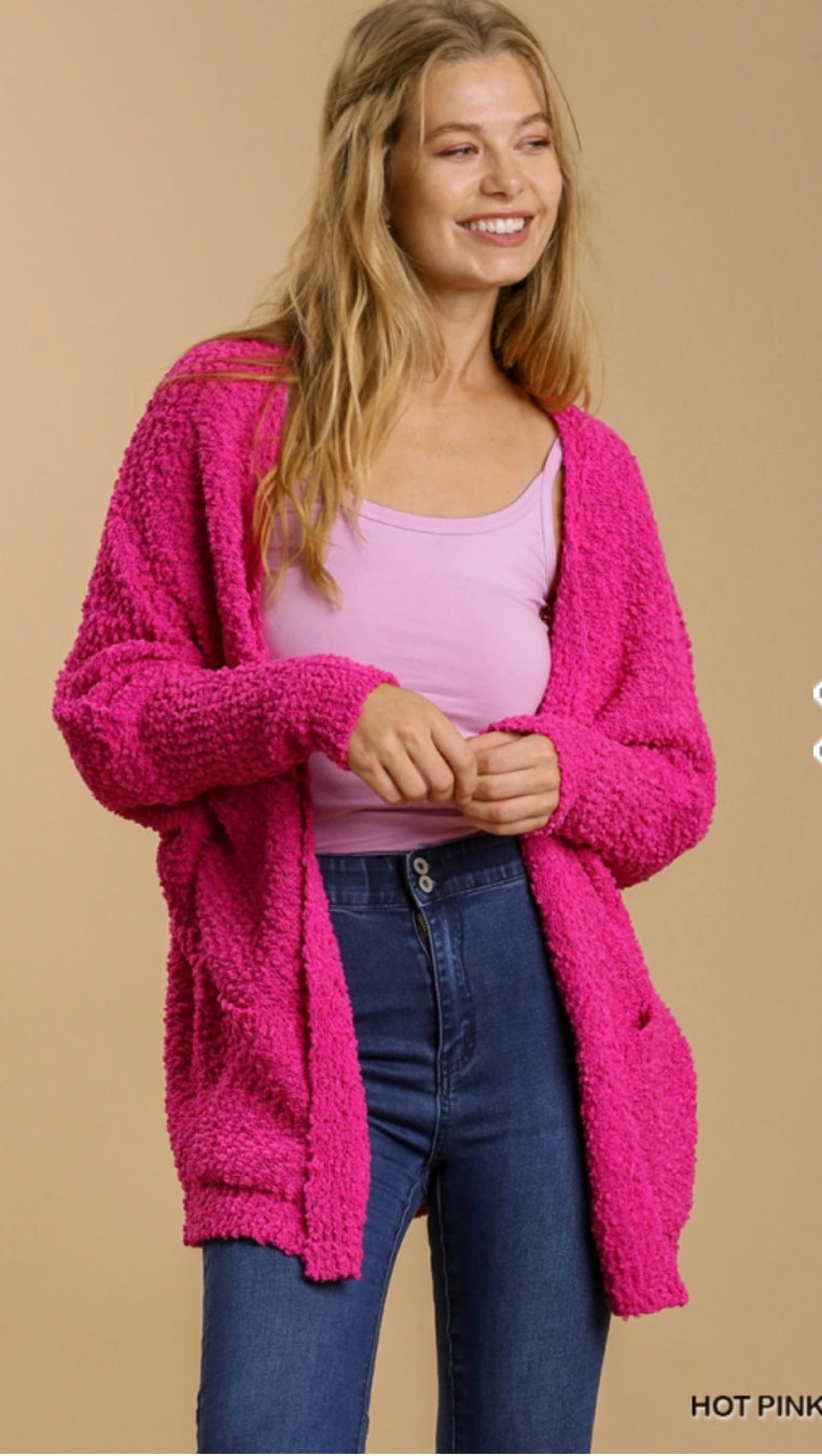 Pink shop popcorn cardigan